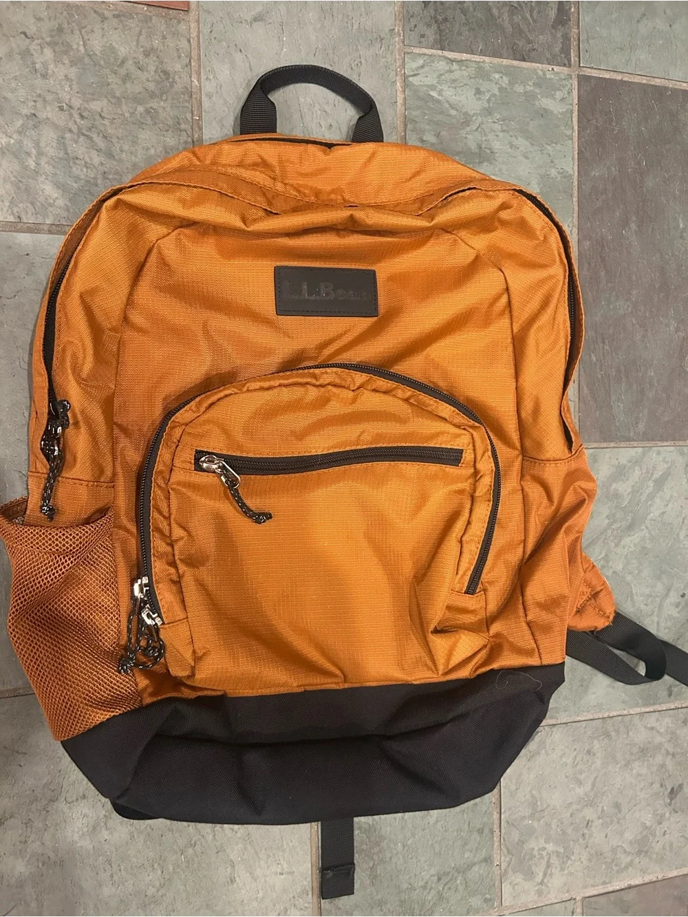 L.L. Bean Orange Backpack with Black Base